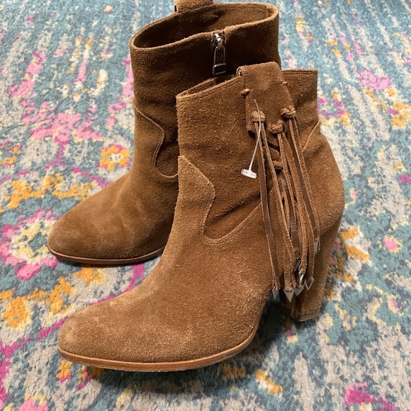 Brown suede fringe western bootie - Picture 5 of 10